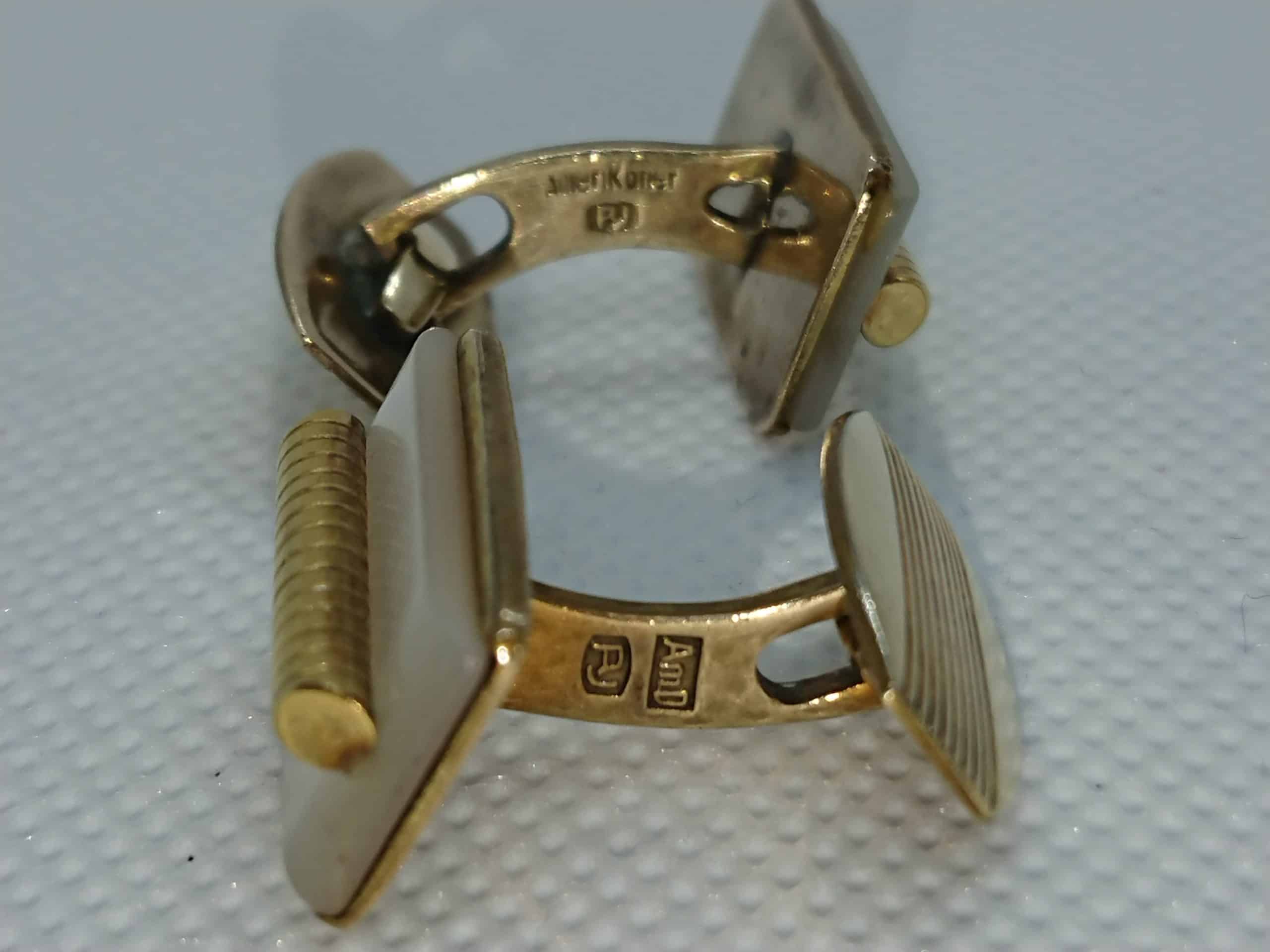 Vintage Mother of Pearl and Gilt Cufflinks Honey Lane Antiques NI