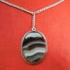 Antique Silver Banded Agate Pendant