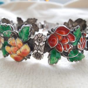 Vintage Silver Enamel Ladies Bracelet 1940's