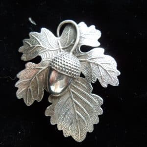 Silver Acorn & Oak Leaf Brooch, Pin.