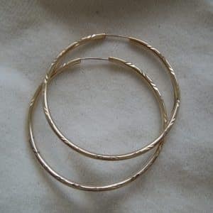 Large 9ct Gold round hoop earrings.