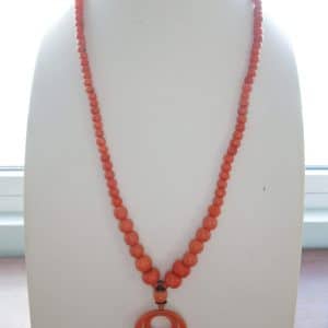 Antique Art Deco Coral and Bakelite necklace.