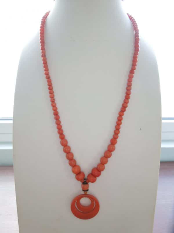 Antique Art Deco Coral and Bakelite necklace.