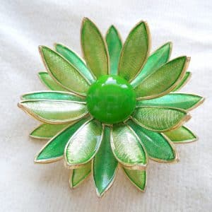 Vintage 1950's Green Flower Brooch, Pin