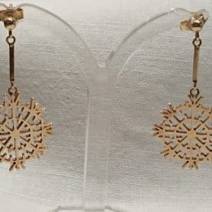 9ct gold snowflake drop earrings