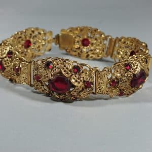 vintage filligree red stone bracelet