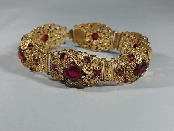 vintage filligree red stone bracelet