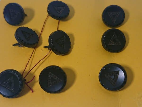 Black glass buttons