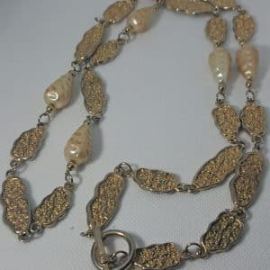 Faux Pearl and Nugget Necklace