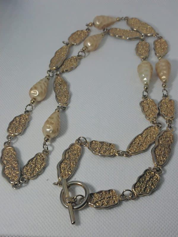 Faux Pearl and Nugget Necklace