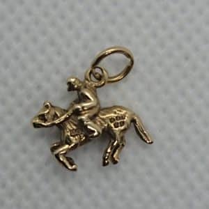 9ct Gold horse and jockey charm or pendant