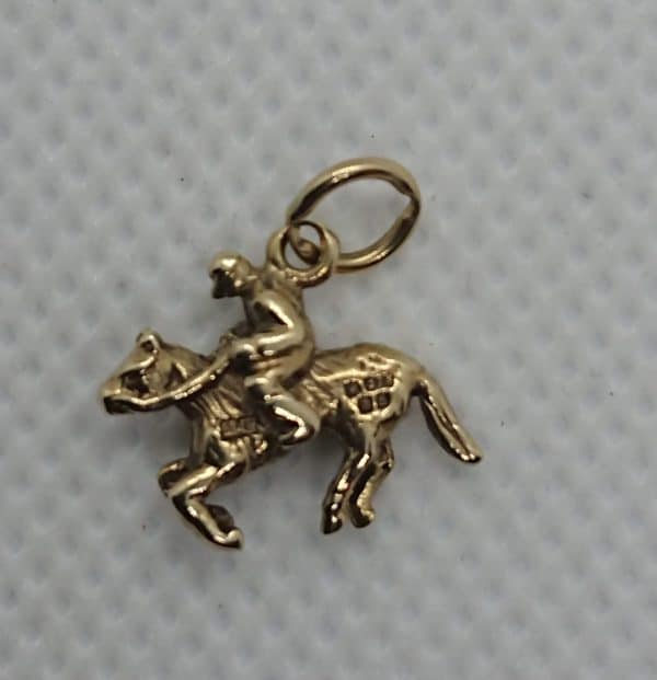 9ct Gold horse and jockey charm or pendant