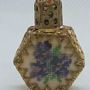 Antique miniature perfume bottle with petit point