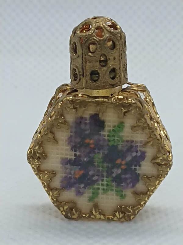 Antique miniature perfume bottle with petit point