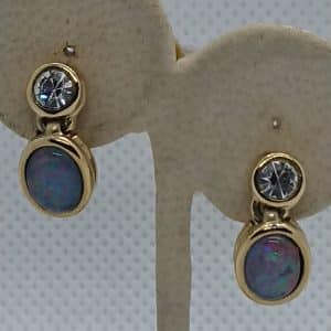 Vintage Black Opal triplet clip on earrings