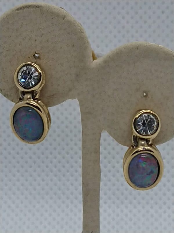 Vintage Black Opal triplet clip on earrings