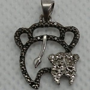 Black and White Diamond encrusted pendant