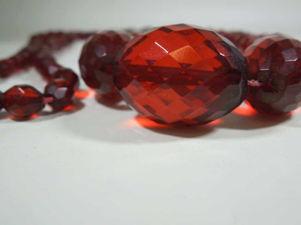 Antique Faceted Cherry Amber Beads Honey Lane Antiques NI