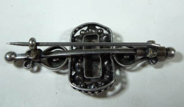 antique silver, diamante and gold brooch