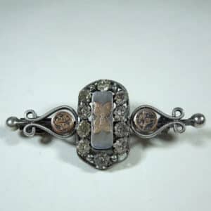 antique silver diamante and gold brooch