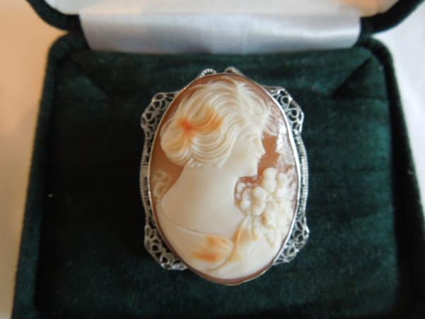 Silver set Cameo brooch