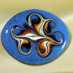Enamel on copper brooch pin
