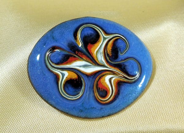 Enamel on copper brooch pin