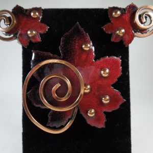 Matisse Copper and Enamel Brooch and Clip-on Earrings