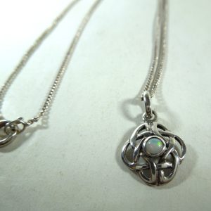 Silver Celtic Designer Pedant with Fiery Opal
