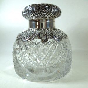 Silver and Cut Crystal Inkwell Birmingham 1893