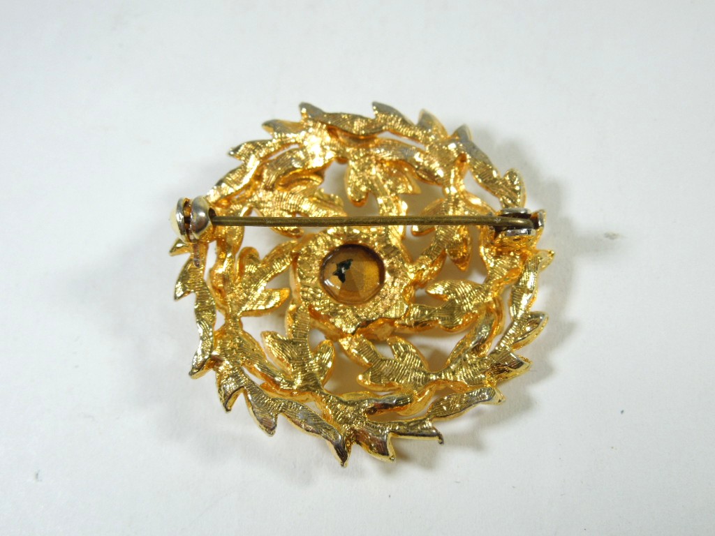 Vintage Green Stone Brooch Pin - Image 2