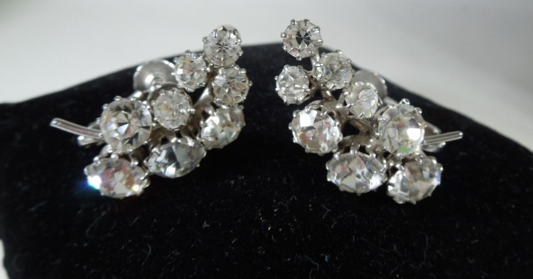 Diamante Screw Back Earrings - Image 2
